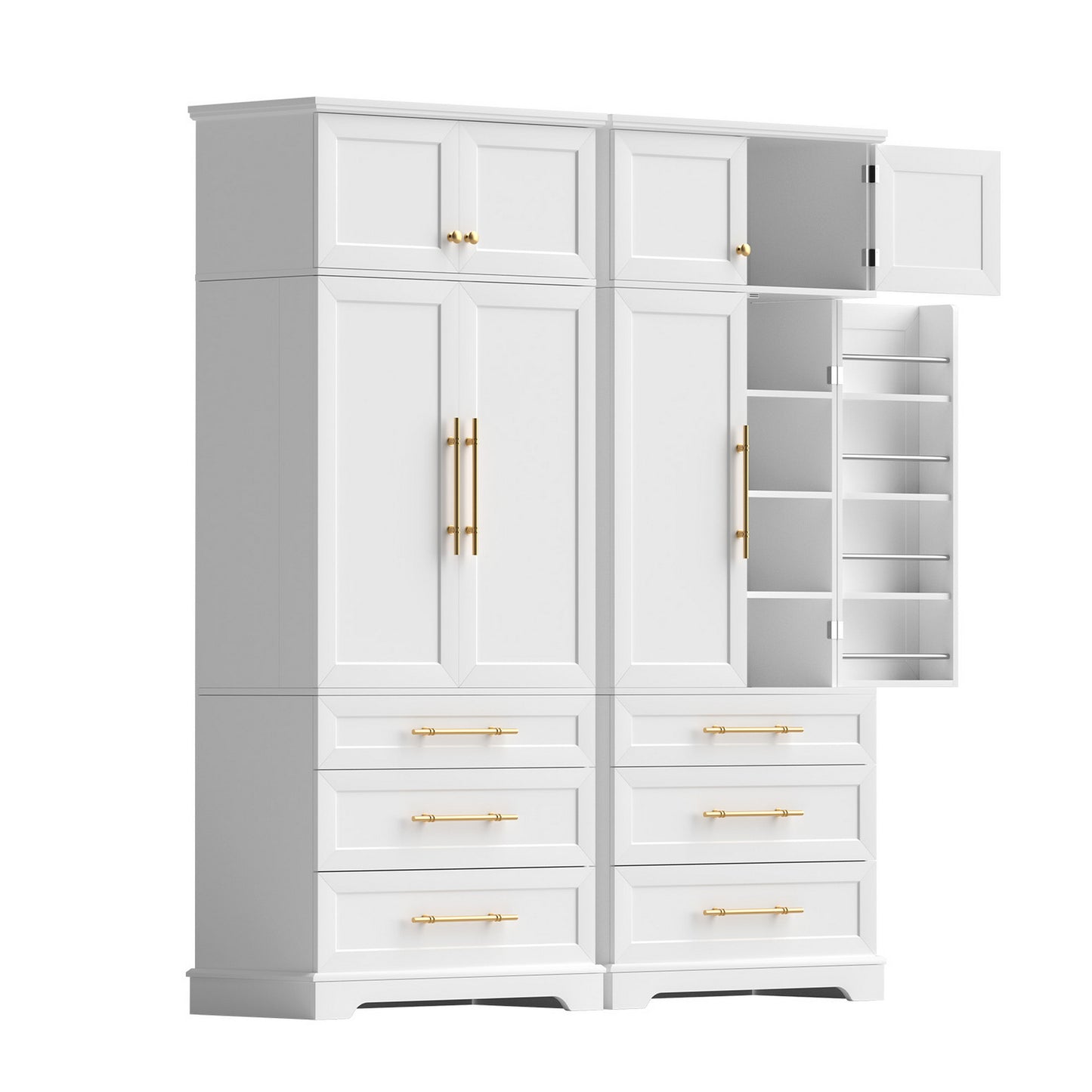 Buffet Sideboard Cabinet Set – Kitchen Pantry Storage with Drawers and Doors in White