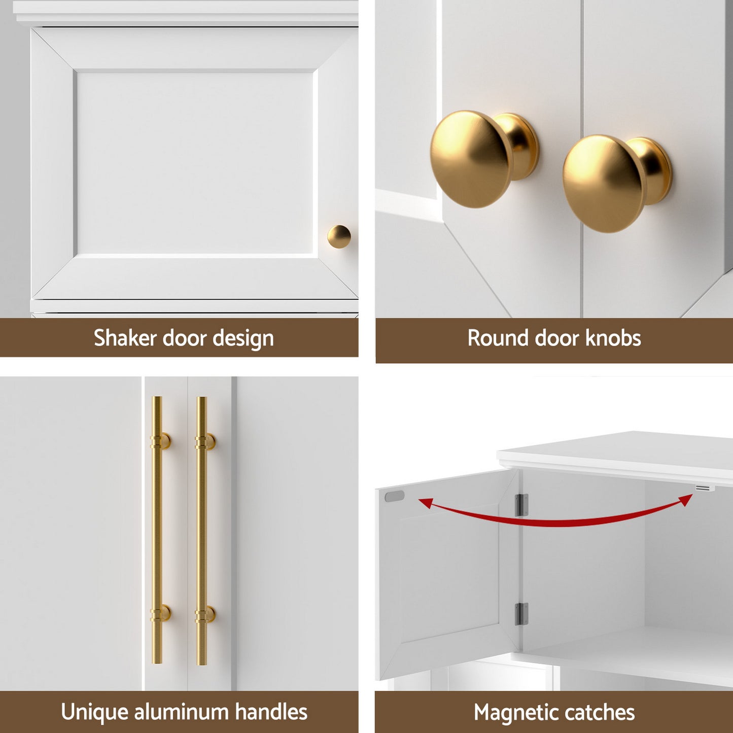 Buffet Sideboard Cabinet Set – Kitchen Pantry Storage with Drawers and Doors in White