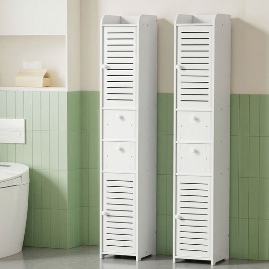 TWSC 2X Bathroom Toilet Storage Cabinet Laundry Tallboy Cupboard