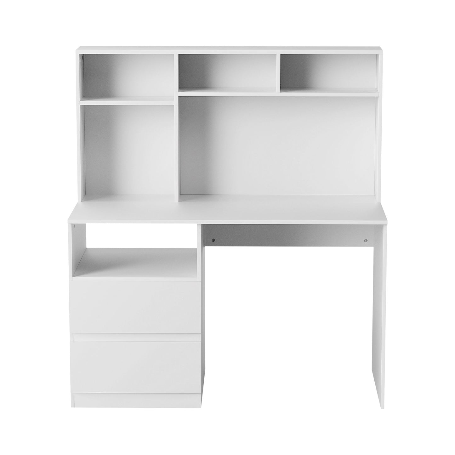 TWSC Computer Desk Office Study Desks Table Bookshelf Drawer White 120cm