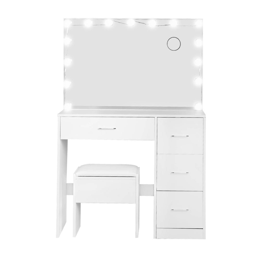 Darcy Dressing Table Set – LED Vanity Mirror, White with Stool