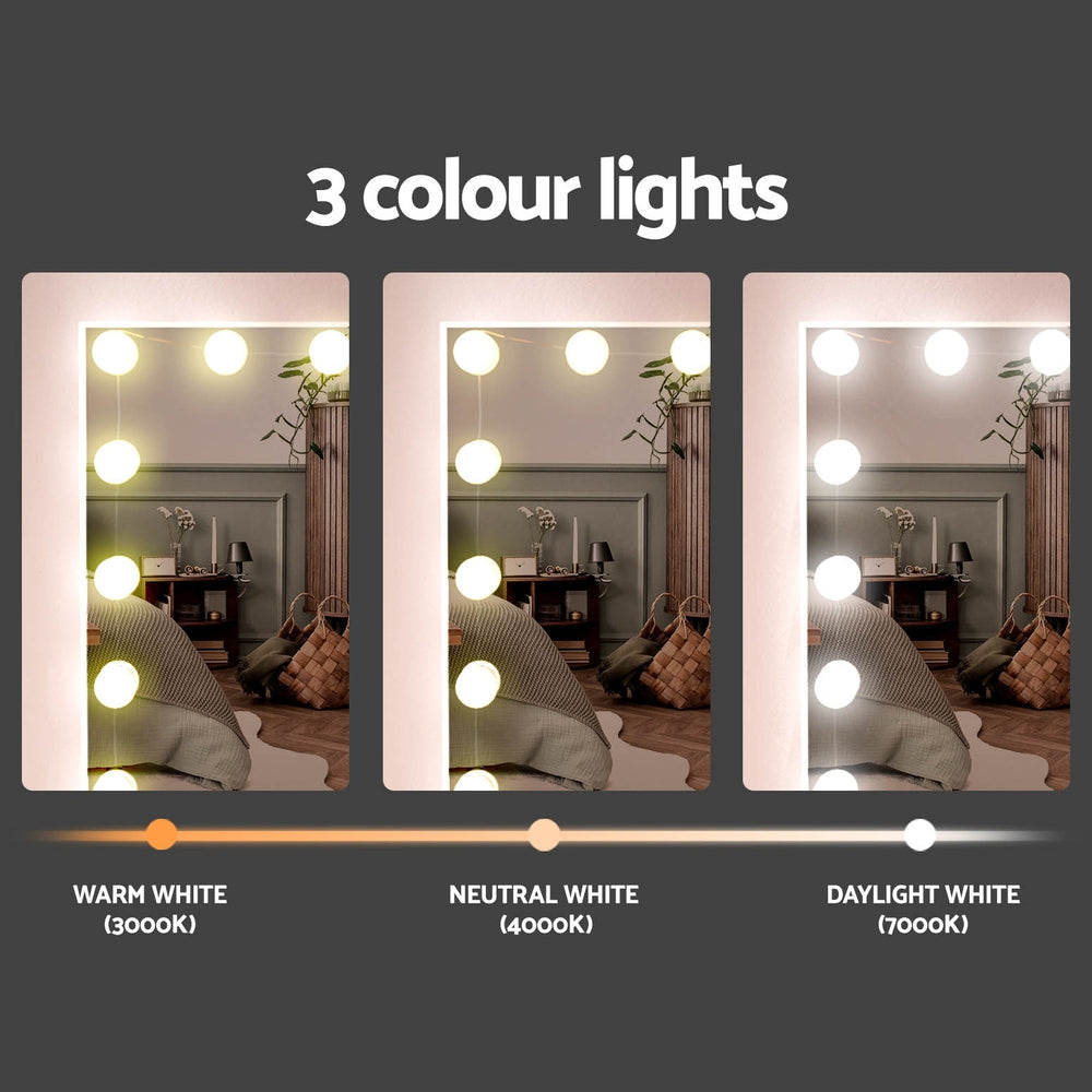 Darcy Dressing Table Set – LED Vanity Mirror, White with Stool