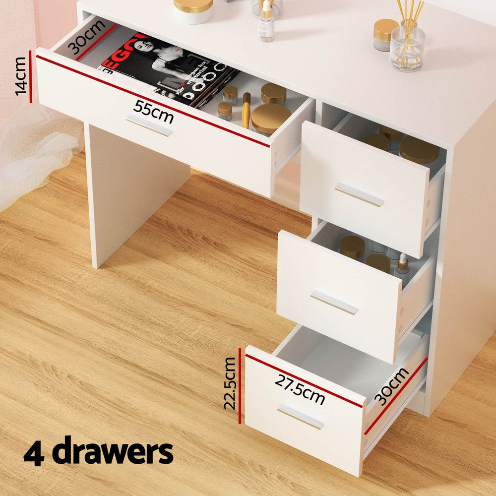 Darcy Dressing Table Set – LED Vanity Mirror, White with Stool