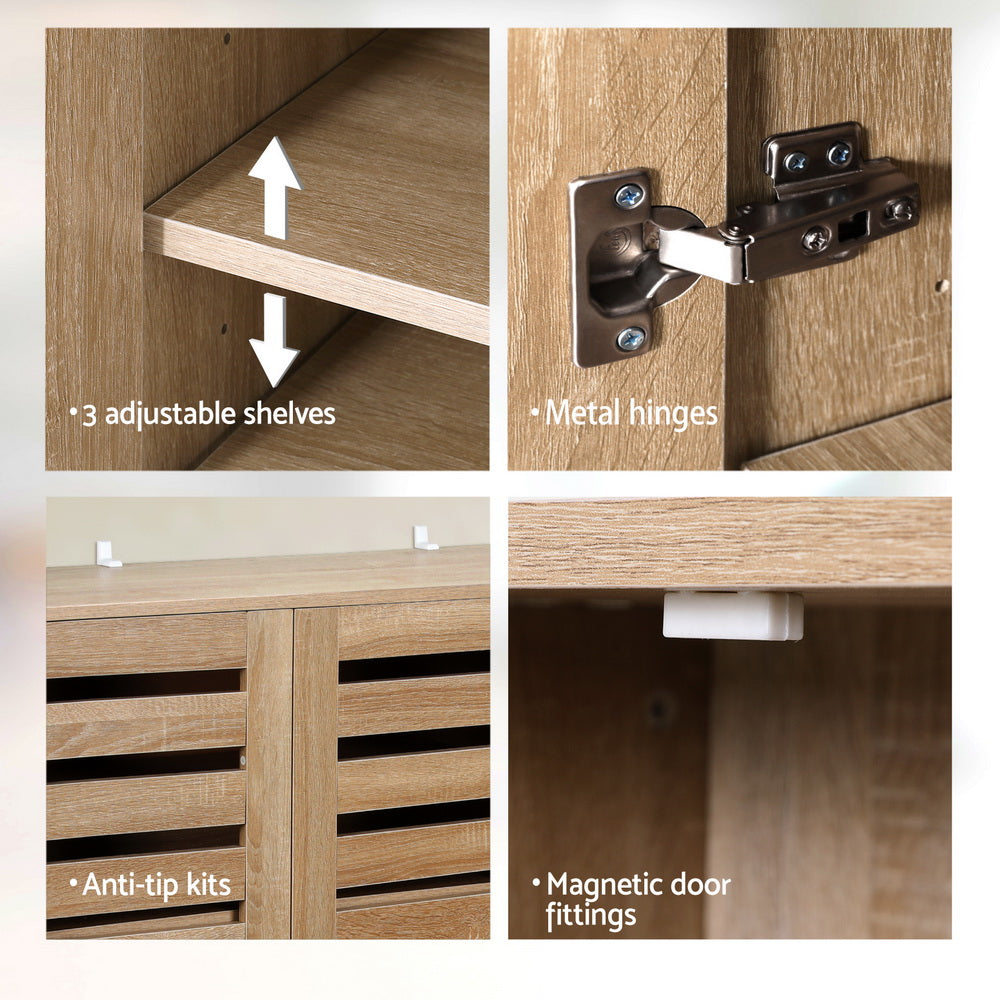 Shoe Rack Cabinet – Adjustable Shelves, Melamine Finish, 30-Pair Capacity