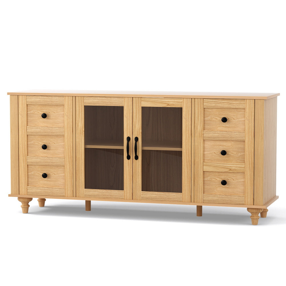 TWSC Buffet Sideboard Storage Cabinet Kitchen Cupboard Faux Drawer 150CM Pine