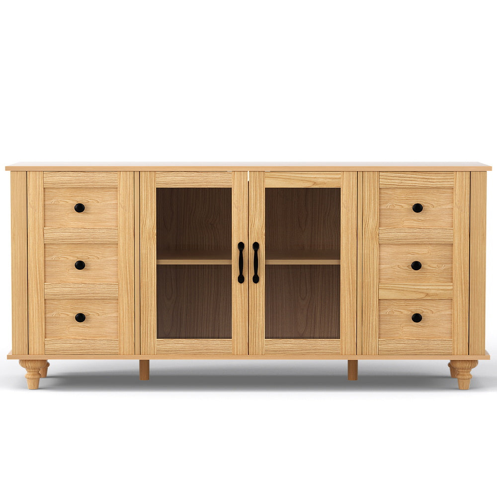 TWSC Buffet Sideboard Storage Cabinet Kitchen Cupboard Faux Drawer 150CM Pine