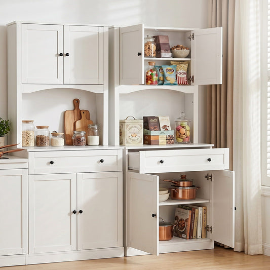 TWSC 2x Buffet Sideboard Hutch Pantry Cabinet Kitchen Storage BEINI White