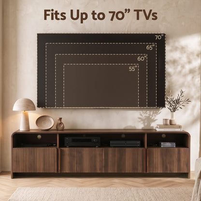 TWSC Fluted TV Unit, 180cm – Walnut — tV-size comparison infographic