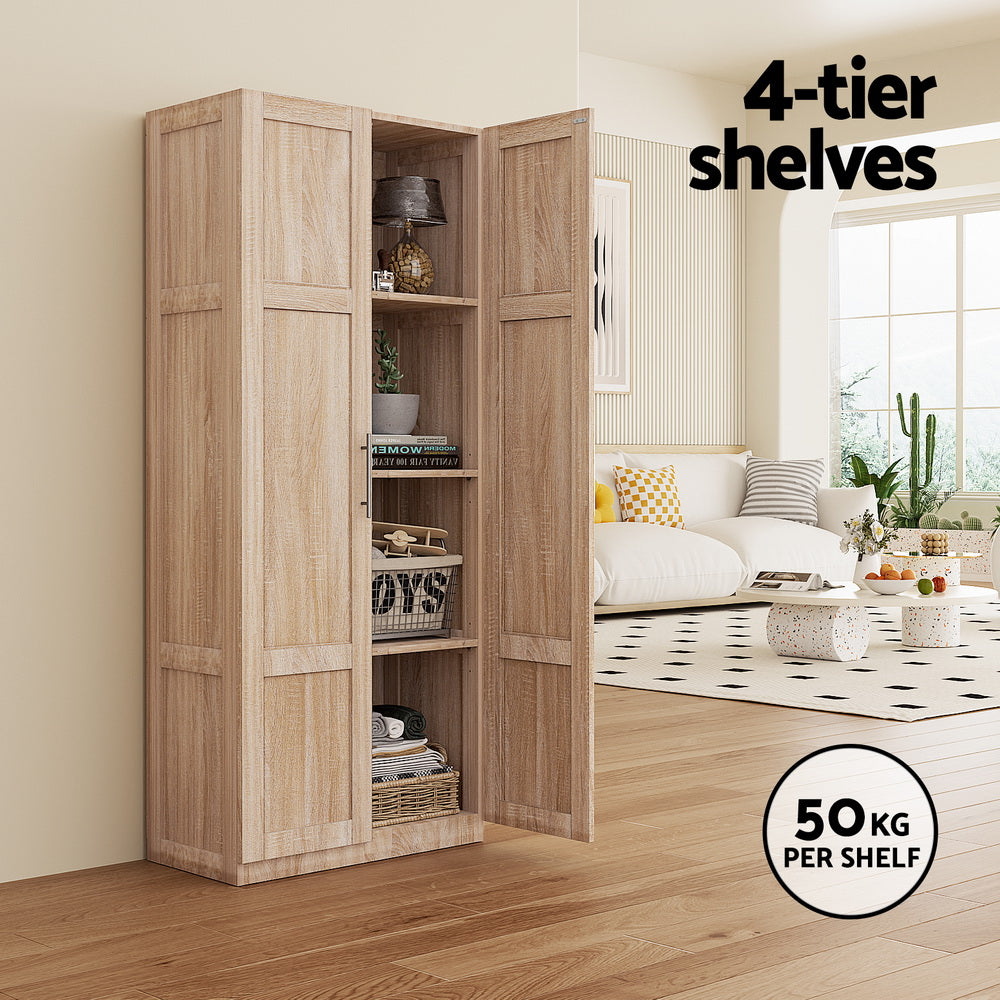 Buffet Sideboard Cabinet – Adjustable Shelves, Pine Wood Finish