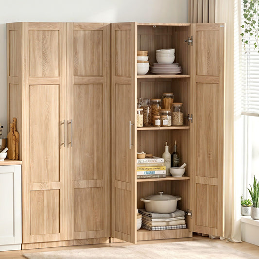 TWSC 2x Buffet Sideboard Cabinet Pantry Hutch Kitchen Storage Organiser Pine