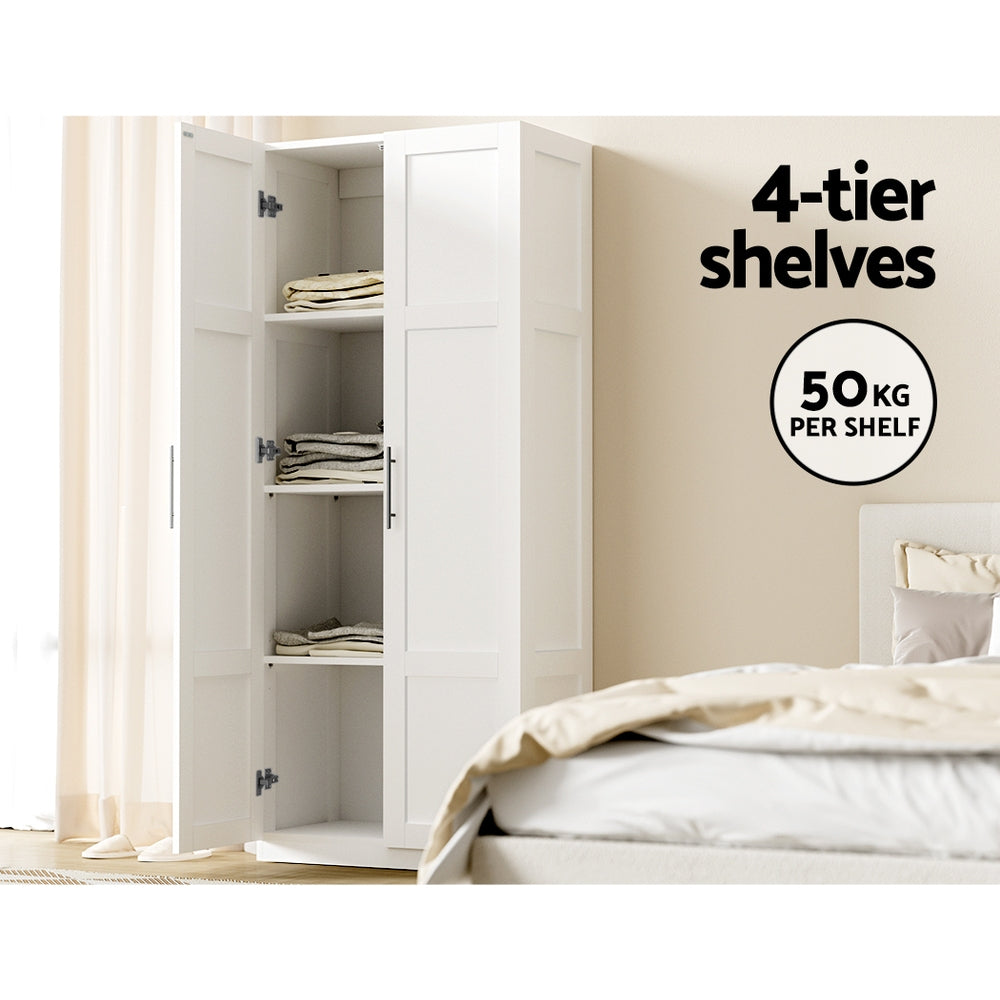 2-Door Buffet Sideboard Cabinet – White, Tall Storage Cupboard