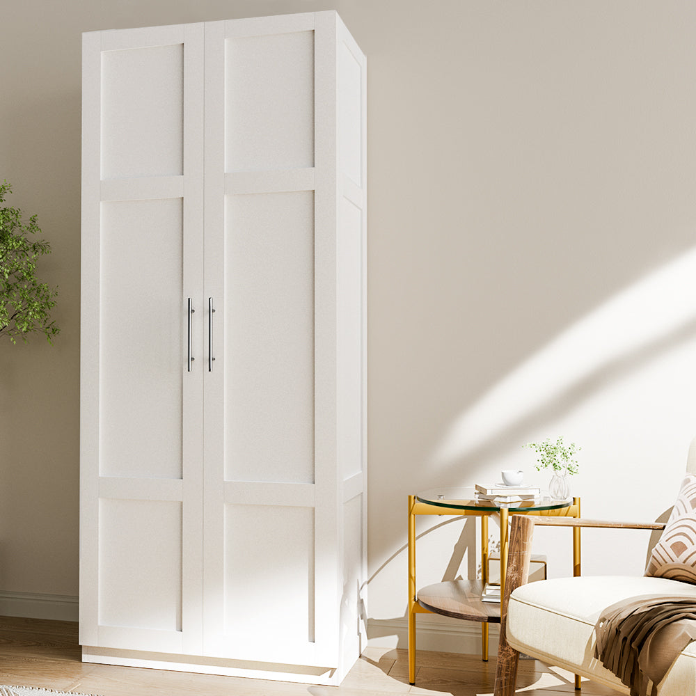 2-Door Buffet Sideboard Cabinet – White, Tall Storage Cupboard