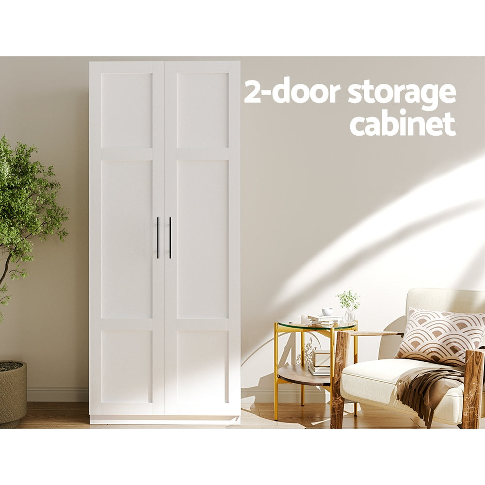 2-Door Buffet Sideboard Cabinet – White, Tall Storage Cupboard