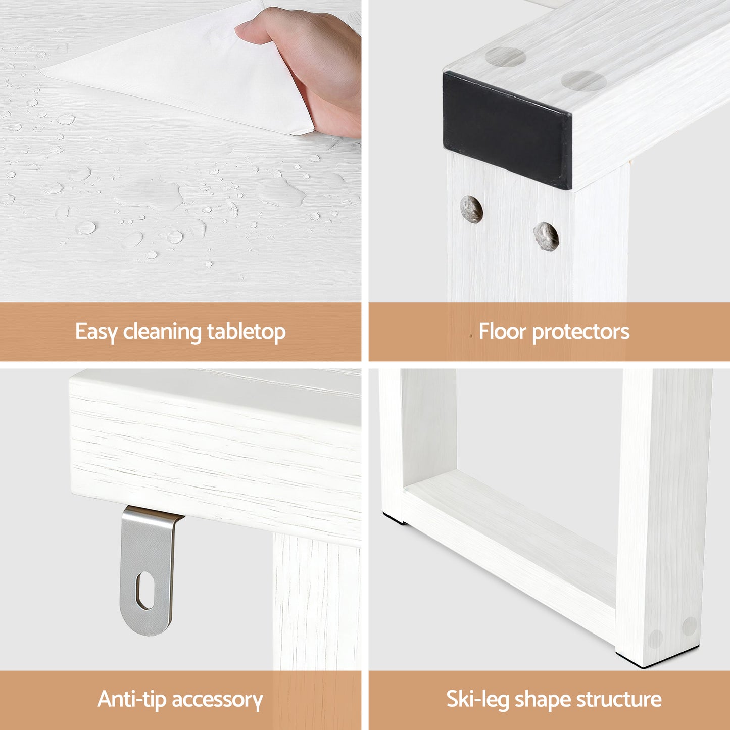 Console Table – Minimalist Design, 110cm White Wood Grain Surface