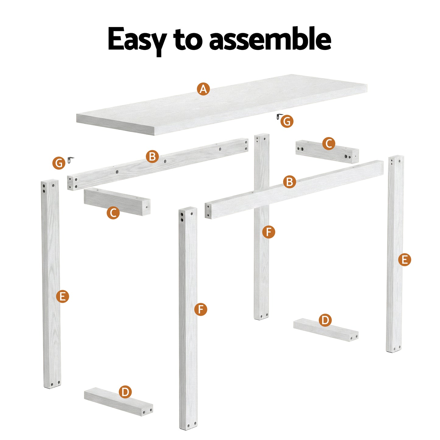 Console Table – Minimalist Design, 110cm White Wood Grain Surface