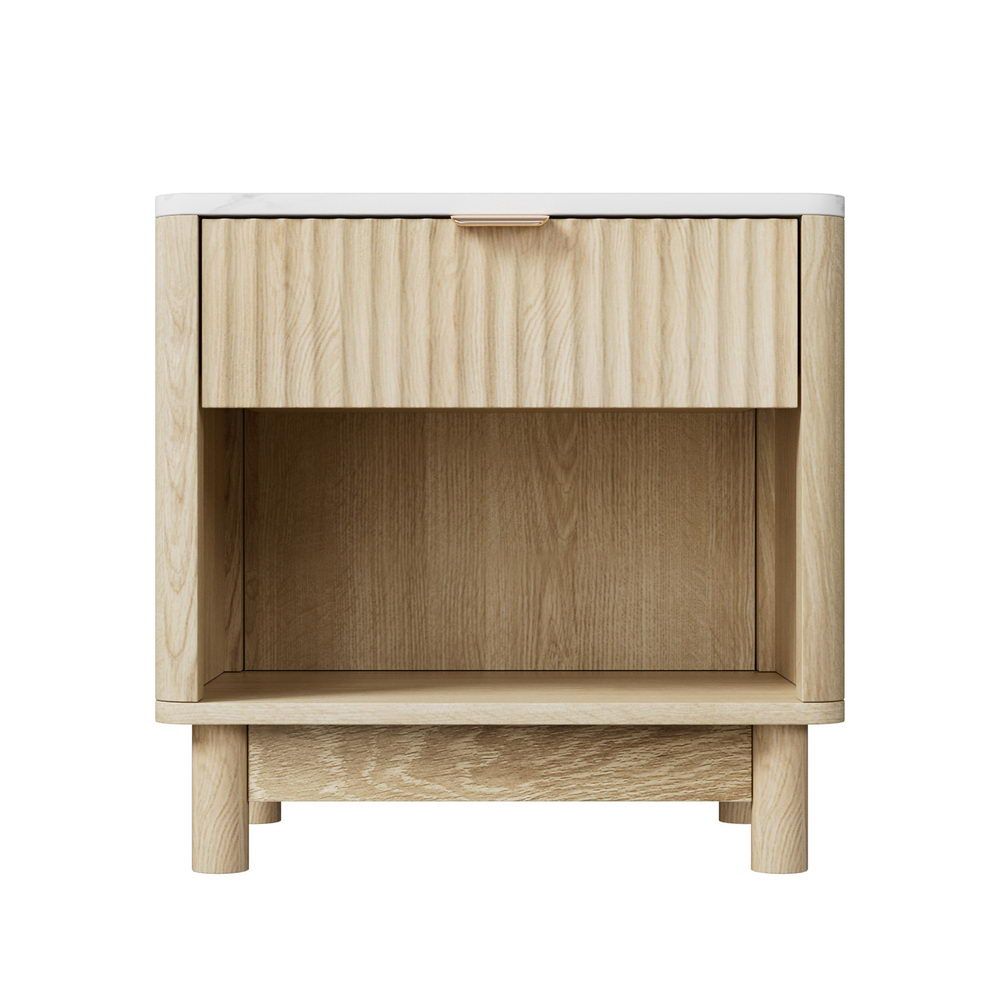 Artiss 2X Bedside Table Nightstand 1 Drawer Shelves Pine
