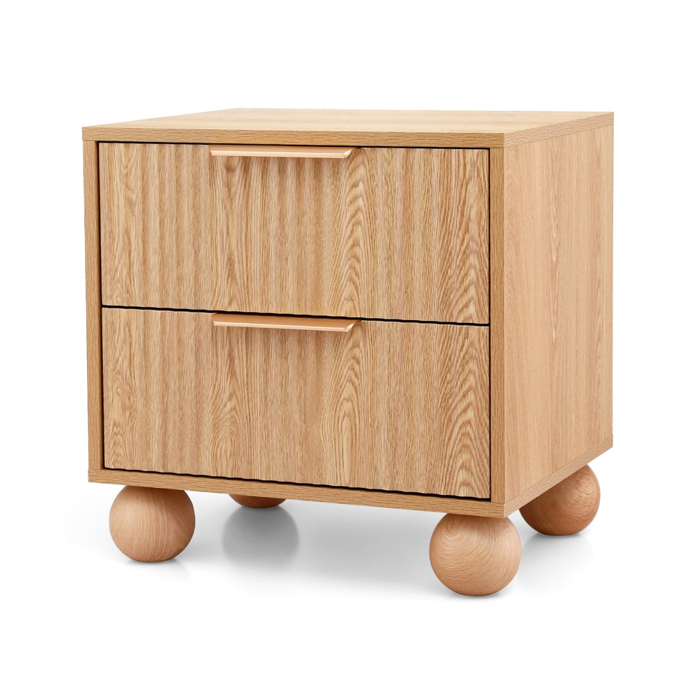 Rattan Bedside Table – Two Drawers, Pine Finish