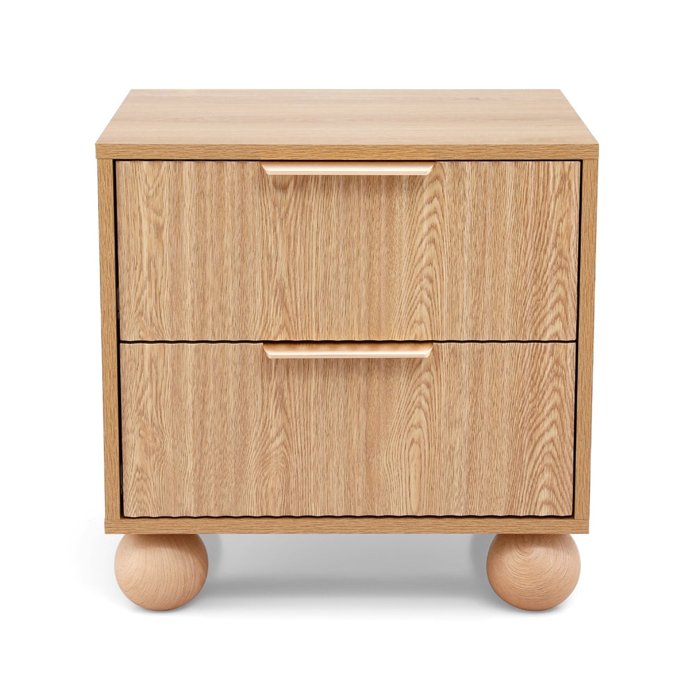 Rattan Bedside Table – Two Drawers, Pine Finish