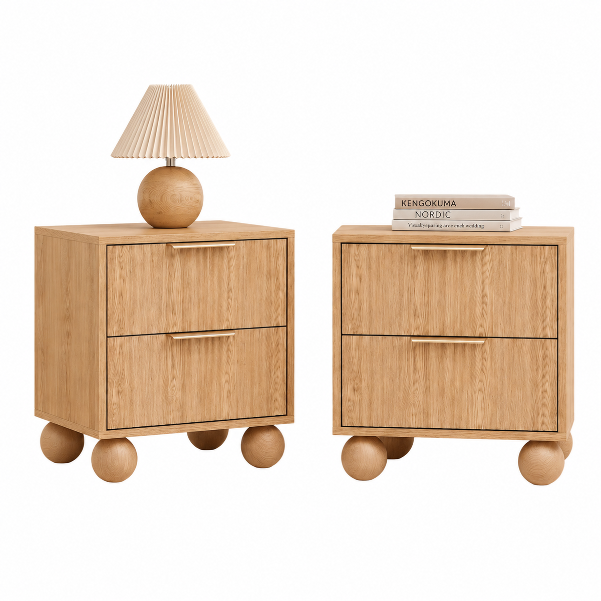 Stylish pine bedside table with drawers featuring round legs and warm oak tones, ideal for modern Australian living.