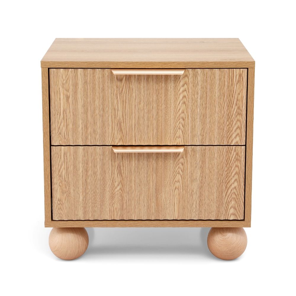 Artiss 2x Bedside Table Round Legs 2 Drawers Pine