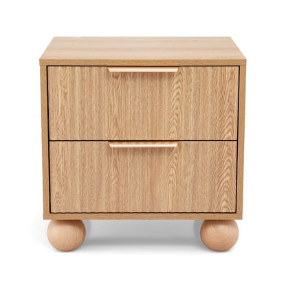 TWSC 2x Bedside Table Round Legs 2 Drawers Pine