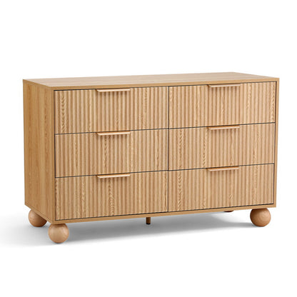 Chest of Drawers Dresser – 6 Drawers, Pine Finish, 120x40x70cm