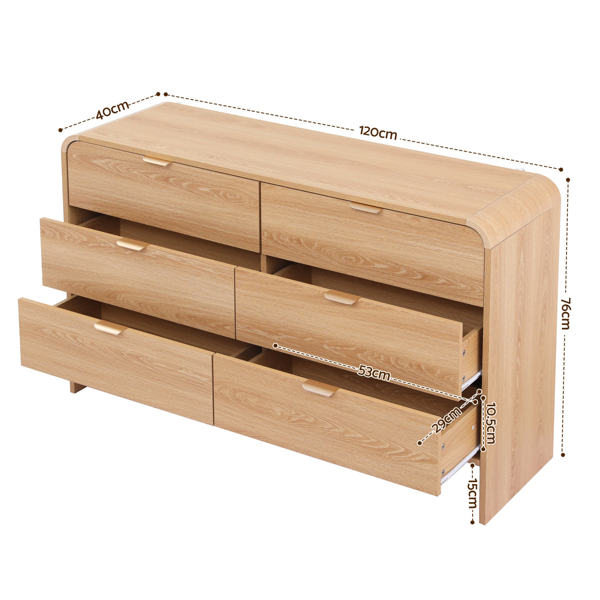 TWSC 6 Chest of Drawers Dresser Cabinet Pine