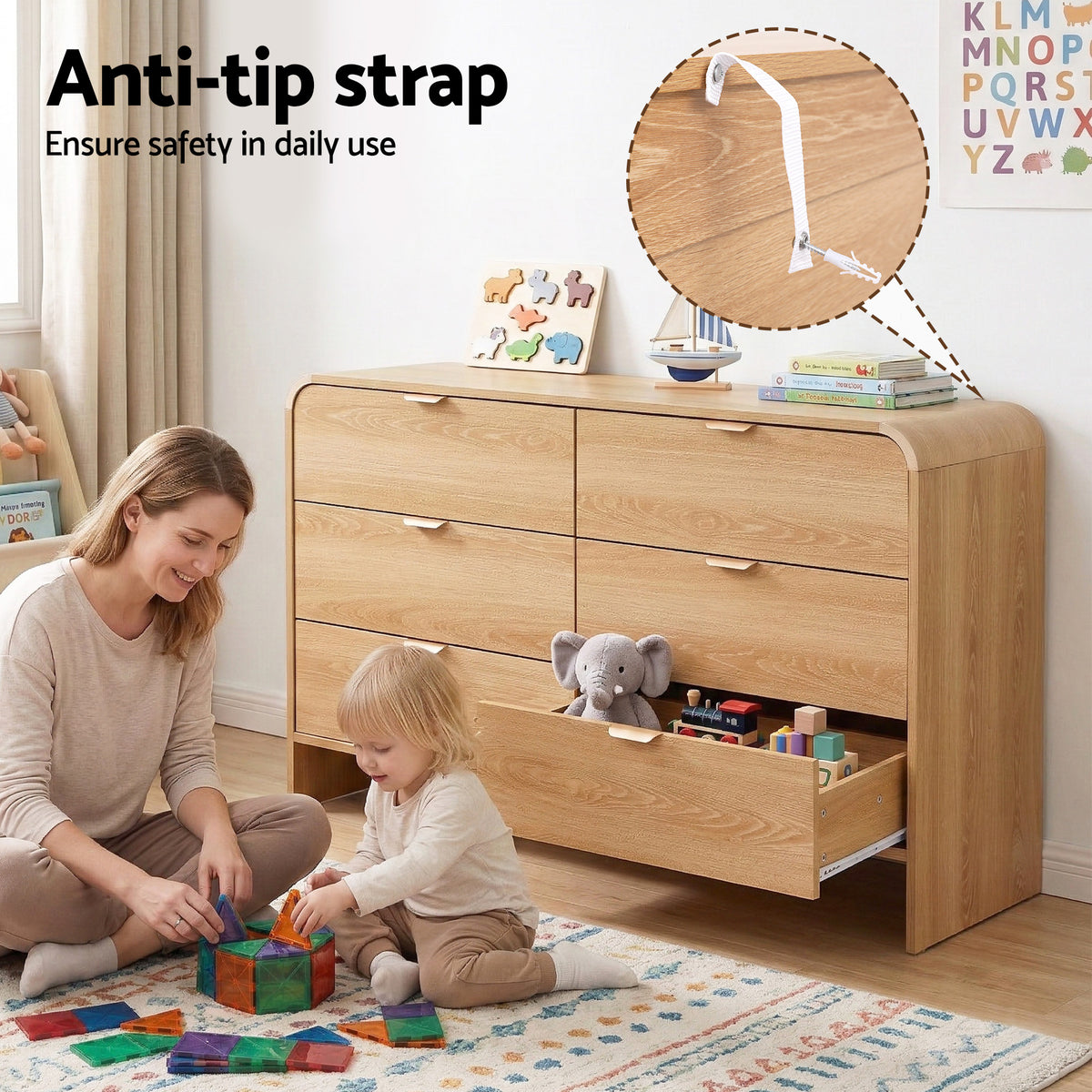 TWSC 6 Chest of Drawers Dresser Cabinet Pine