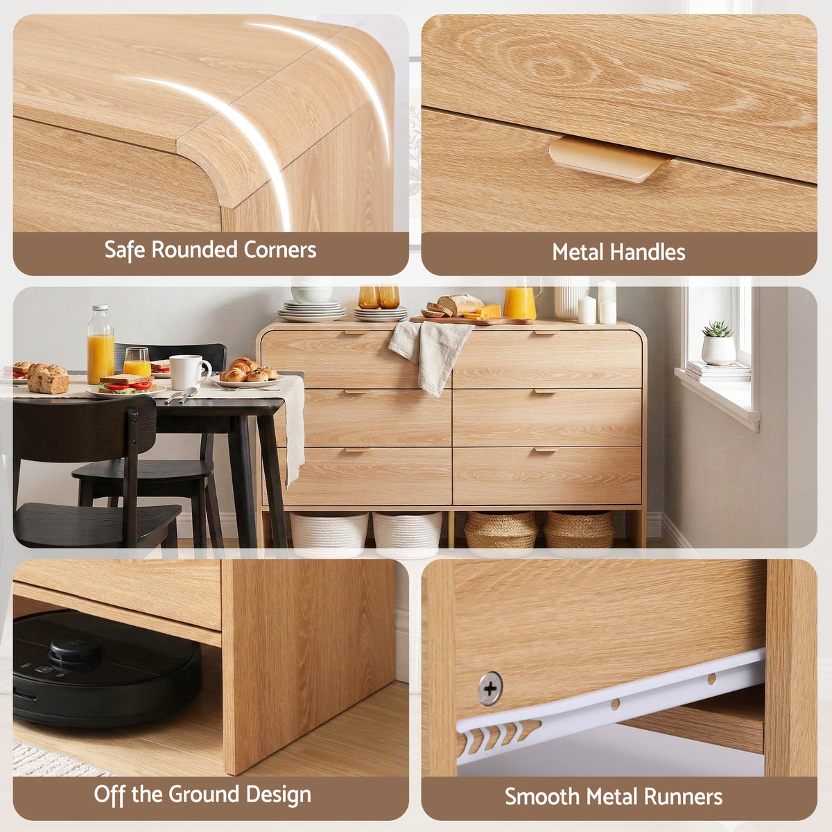 TWSC 6 Chest of Drawers Dresser Cabinet Pine