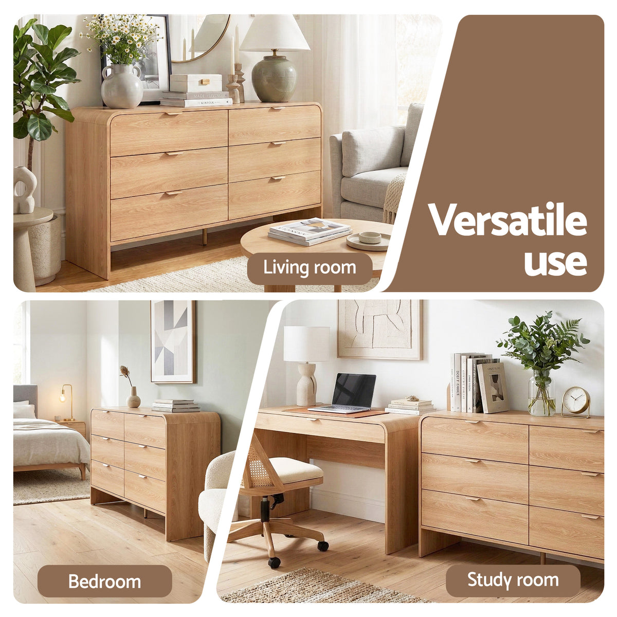 TWSC 6 Chest of Drawers Dresser Cabinet Pine