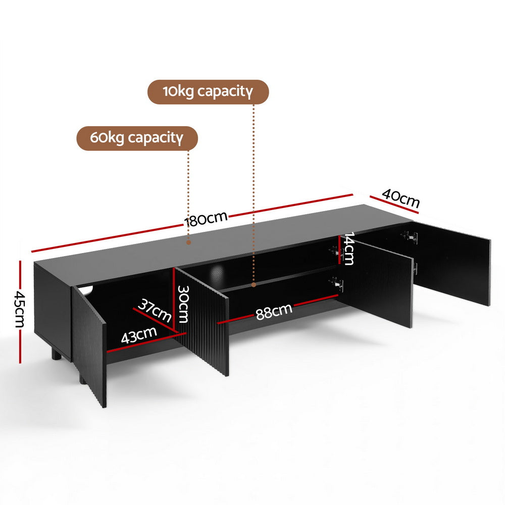 TWSC TV Unit Entertainment Unit Storage Cabinet 180cm Black