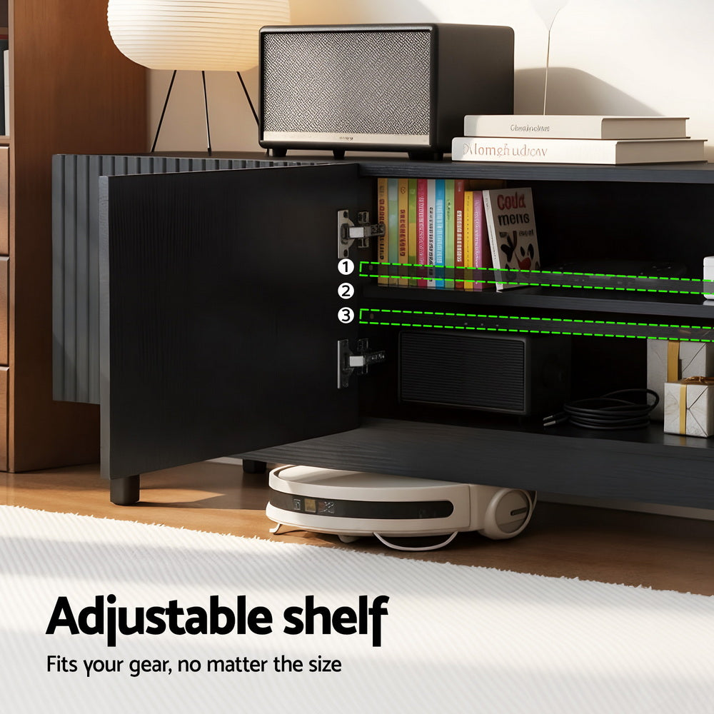 TWSC TV Unit Entertainment Unit Storage Cabinet 180cm Black