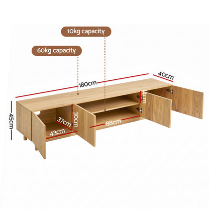 TWSC TV Unit Entertainment Unit Storage Cabinet 180cm Pine