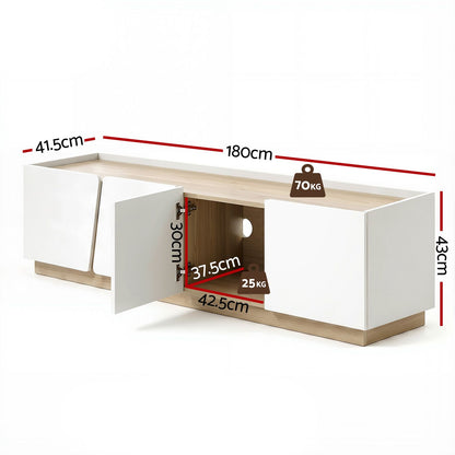 Artiss 180cm TV Unit Storage Cabinet Living Room White & Wood