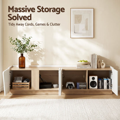 Artiss 180cm TV Unit Storage Cabinet Living Room White & Wood