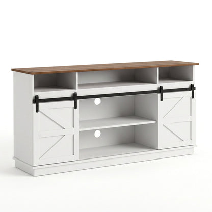 TWSC Buffet Sideboard Cabinet 150cm 3-Tier Kitchen Storage Sliding Doors White