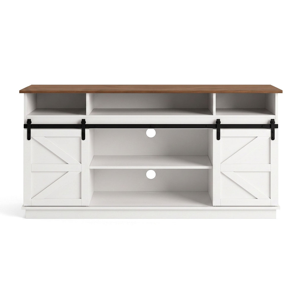 TWSC Buffet Sideboard Cabinet 150cm 3-Tier Kitchen Storage Sliding Doors White