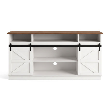 TWSC Buffet Sideboard Cabinet 150cm 3-Tier Kitchen Storage Sliding Doors White