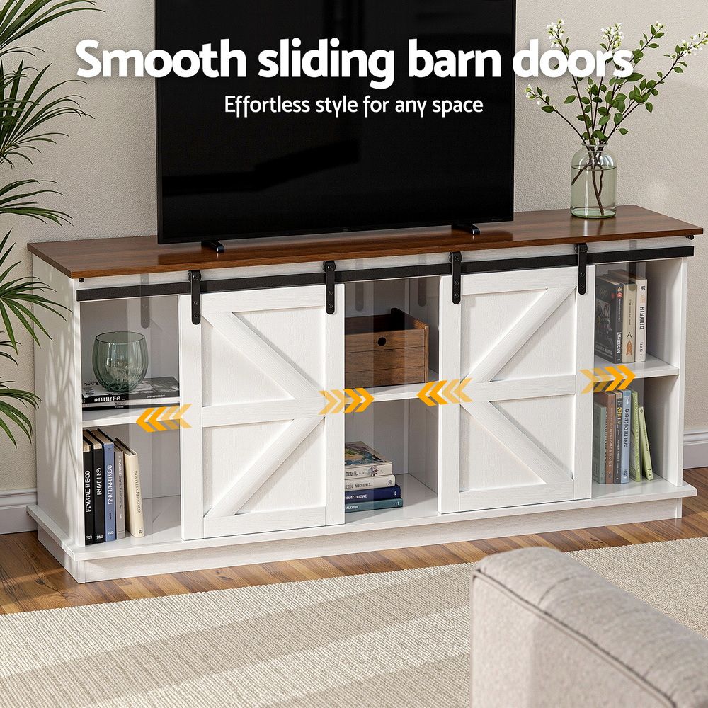 TWSC Buffet Sideboard Storage Cabinet Kitchen Cupboard Sliding Doors White