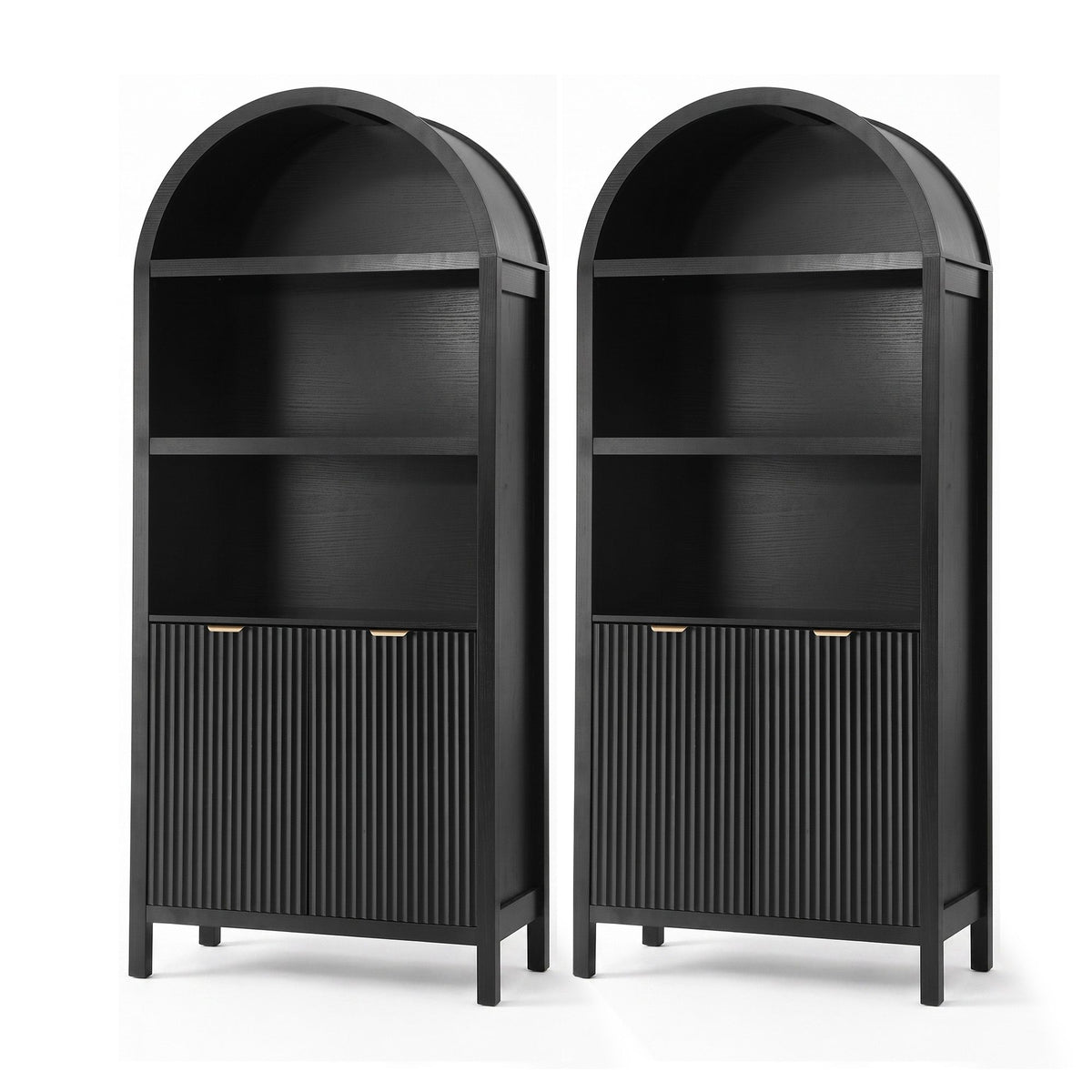 TWSC Buffet Sideboard Cabinet Pantry X2 180CM Arched Storage Bookshelf Black