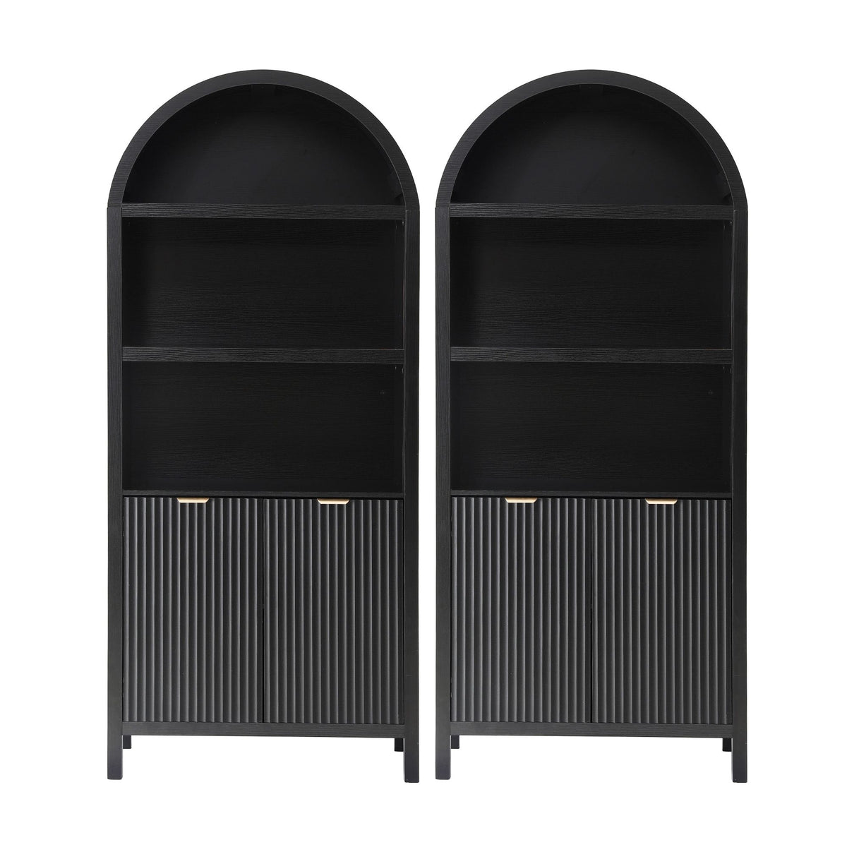 TWSC Buffet Sideboard Cabinet Pantry X2 180CM Arched Storage Bookshelf Black