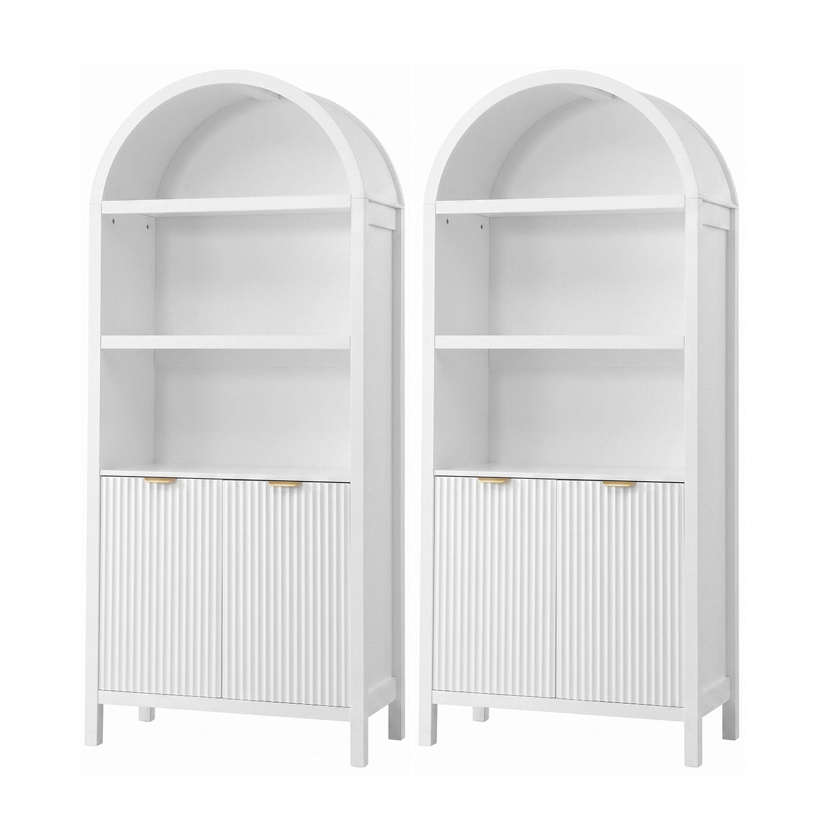 TWSC Buffet Sideboard Cabinet Pantry X2 180CM Arched Storage Bookshelf White
