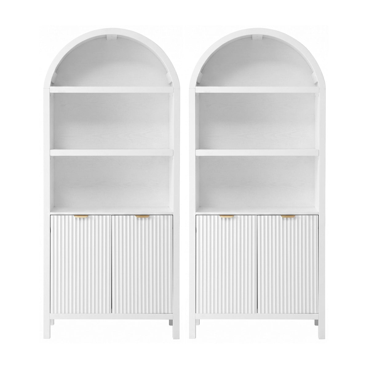 TWSC Buffet Sideboard Cabinet Pantry X2 180CM Arched Storage Bookshelf White