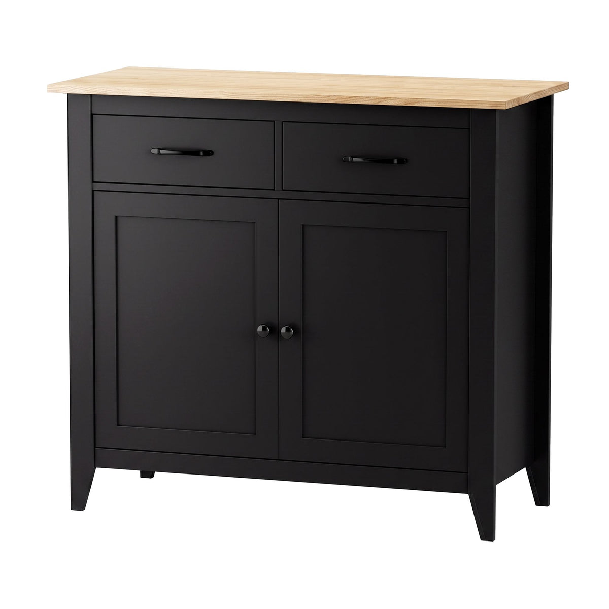 TWSC Buffet Sideboard Cabinet Kitchen Storage Cupboard Pantry 2 Drawers Black