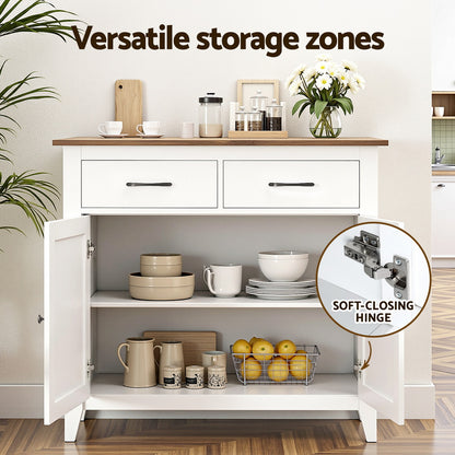 TWSC Buffet Sideboard Storage Cabinet Kitchen Cupboard Hallway 2 Drawers White