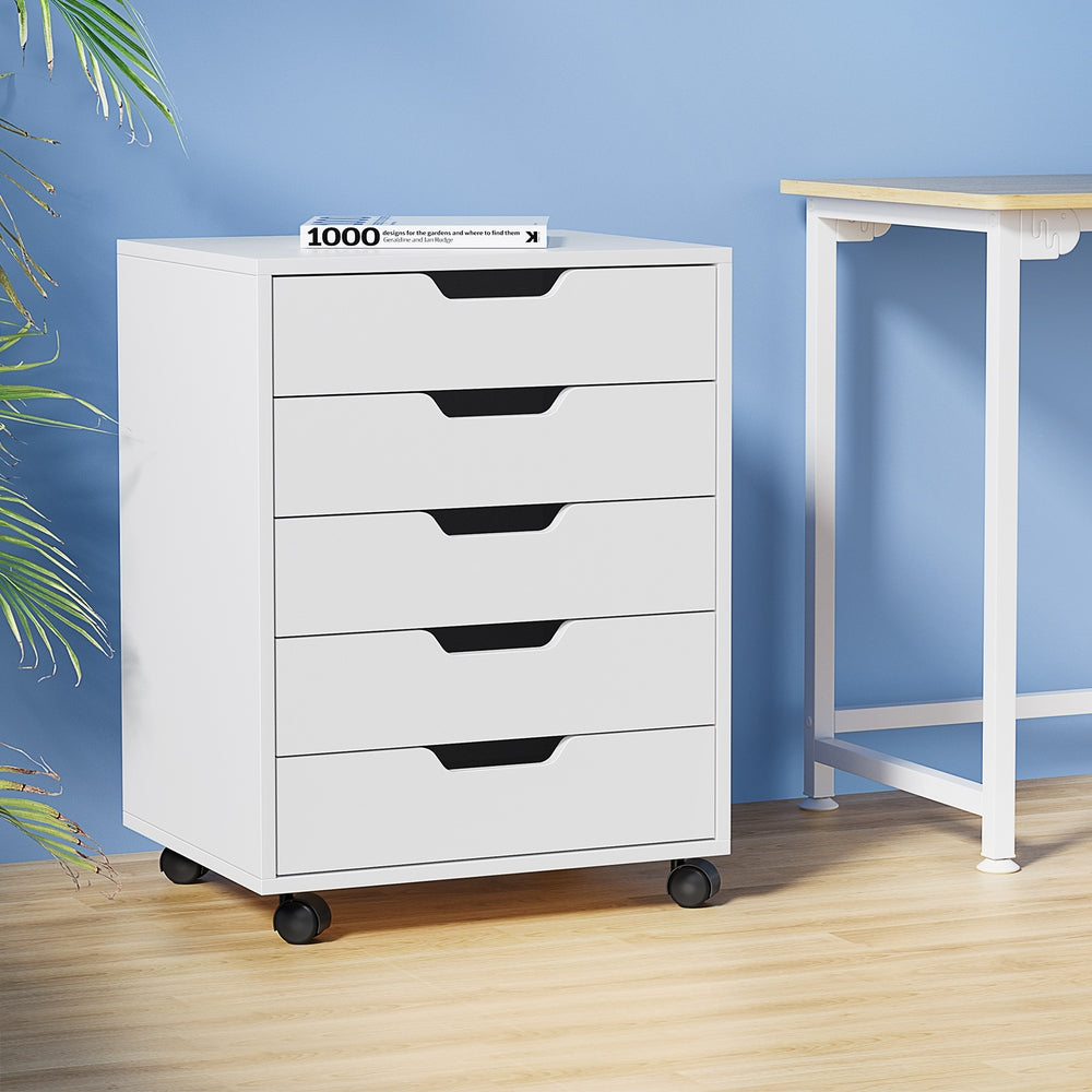 5-Drawer Mobile Filing Cabinet – Rolling Storage, White