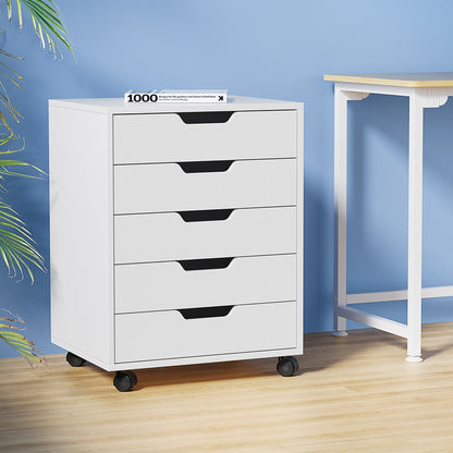 5-Drawer Mobile Filing Cabinet – Rolling Storage, White
