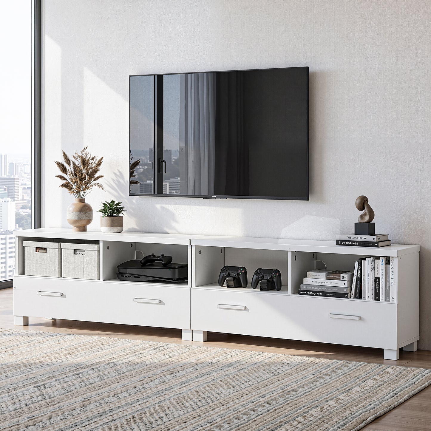 Entertainment Unit – Versatile 3-in-1 Design, White, 180cm