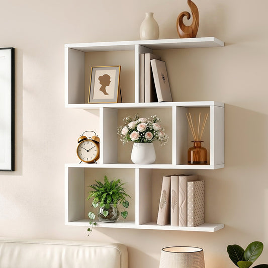 Floating Wall Shelf – 3-Tier White Display Organizer
