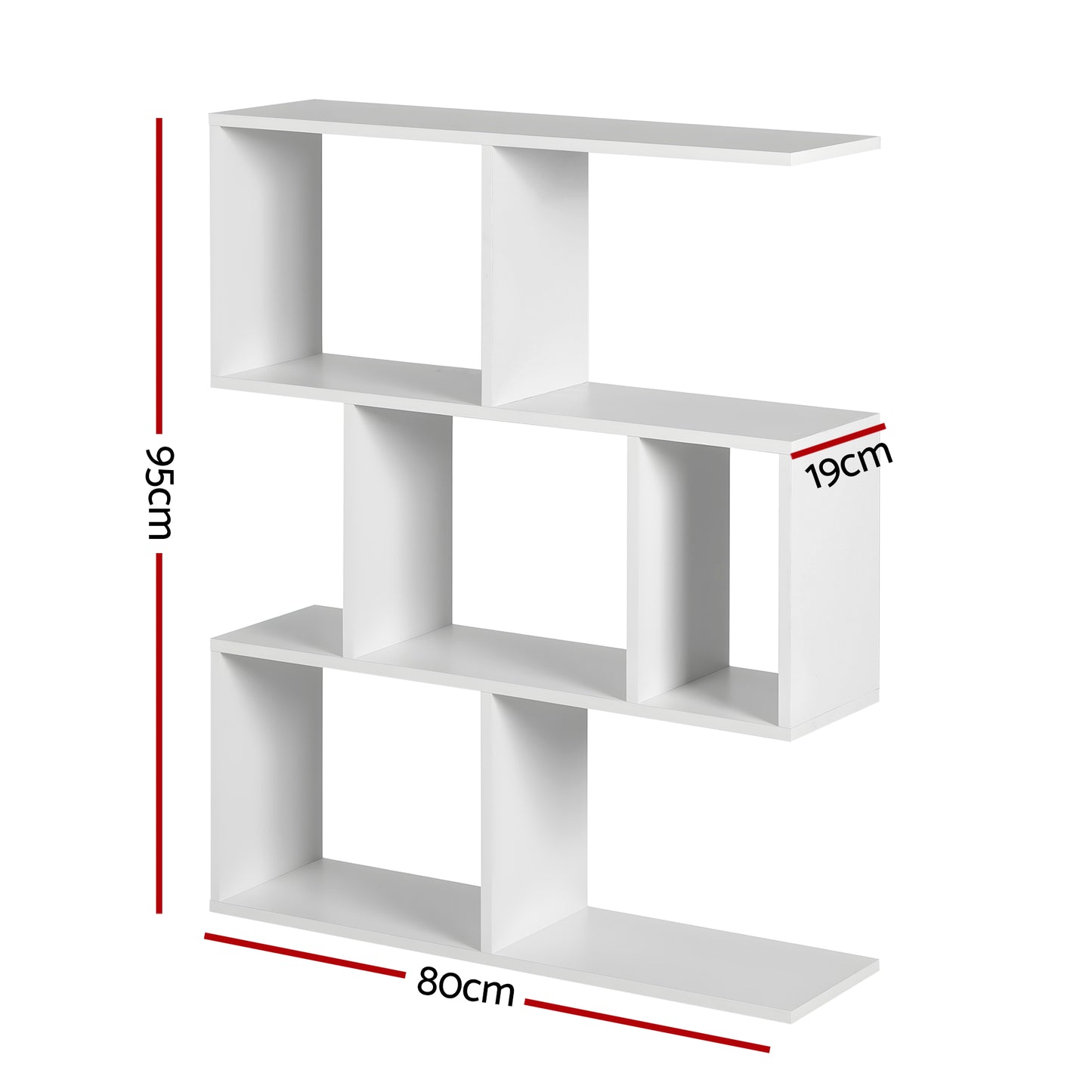 TWSC Floating Wall Shelf Bookshelf 3-Tier Display Storage Organiser White